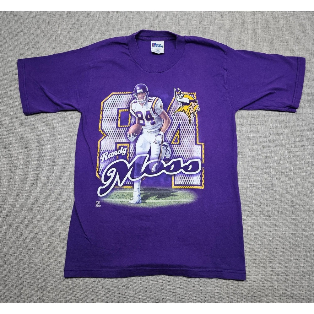 VINTAGE Minnesota Vikings Shirt Youth Large Purple NFL Randy Moss Pro Player 90s